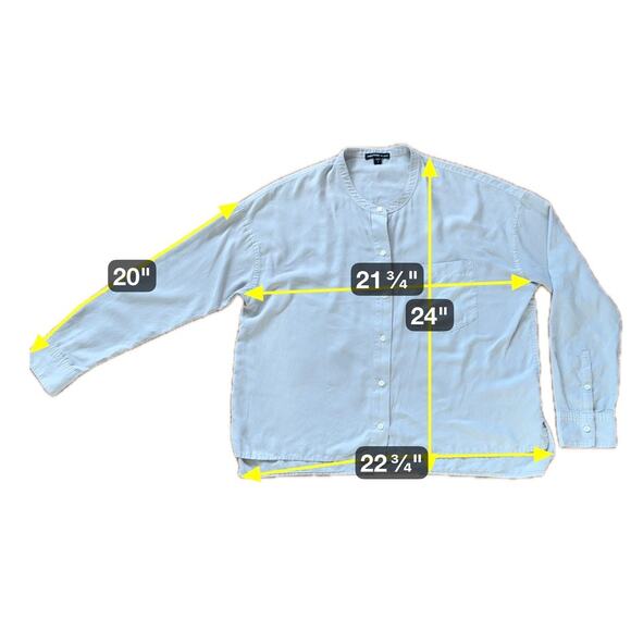 James Perse Beige Mandarin Collar Button Down Shirt Sz 1 or S MSRP $225 - Picture 6 of 6